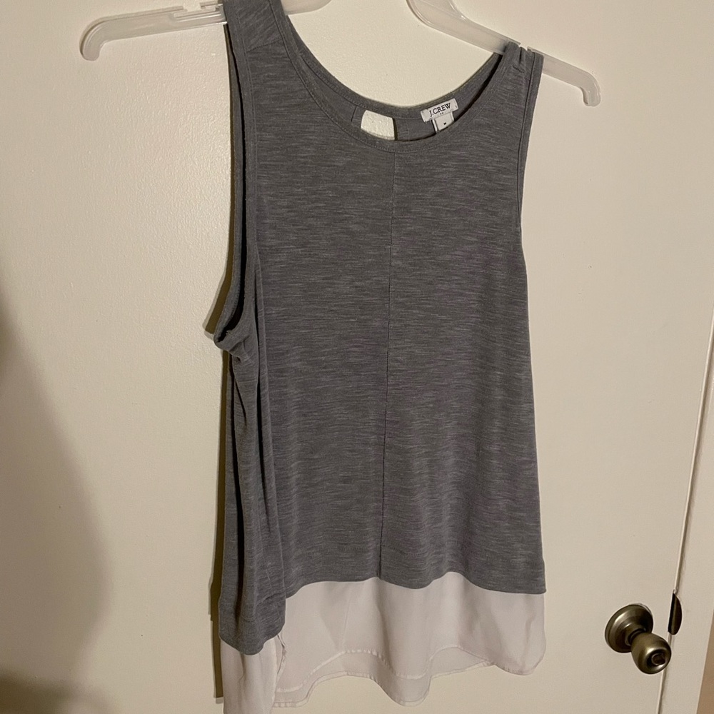 Grey and white tank top with key hole back
